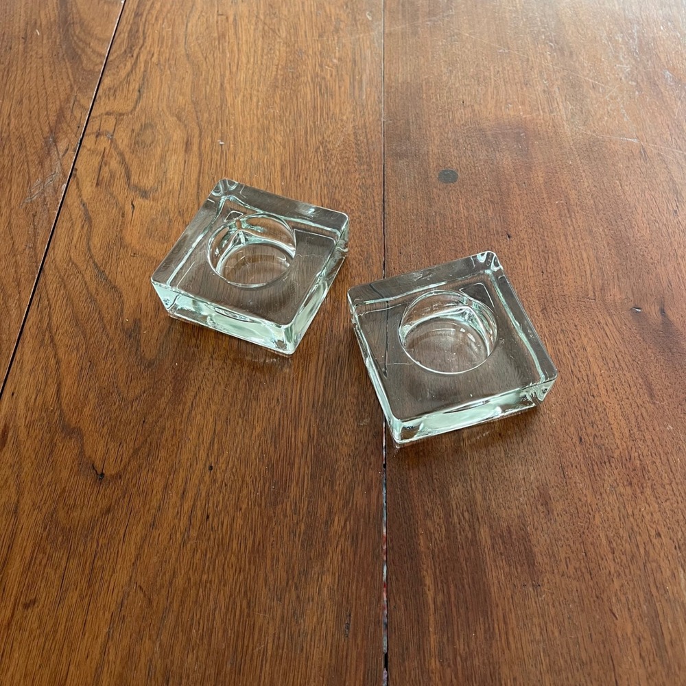 Square Thick Glass Candle Holders